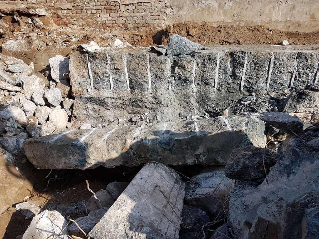 Break off the concrete foundation