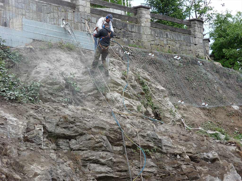 Rock works with concrete
